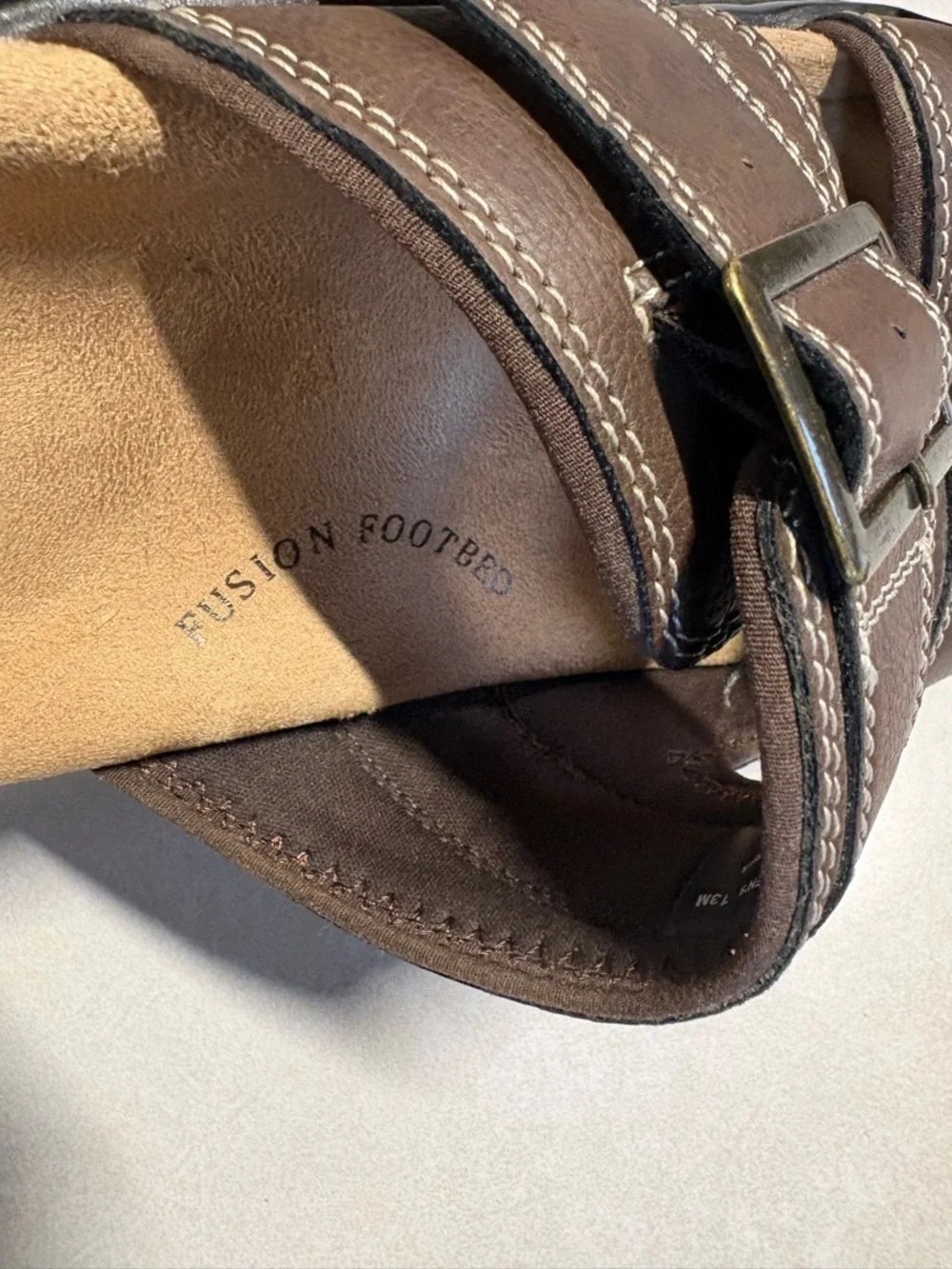 Dockers Brown Two-Strap Buckle Slide Sandals